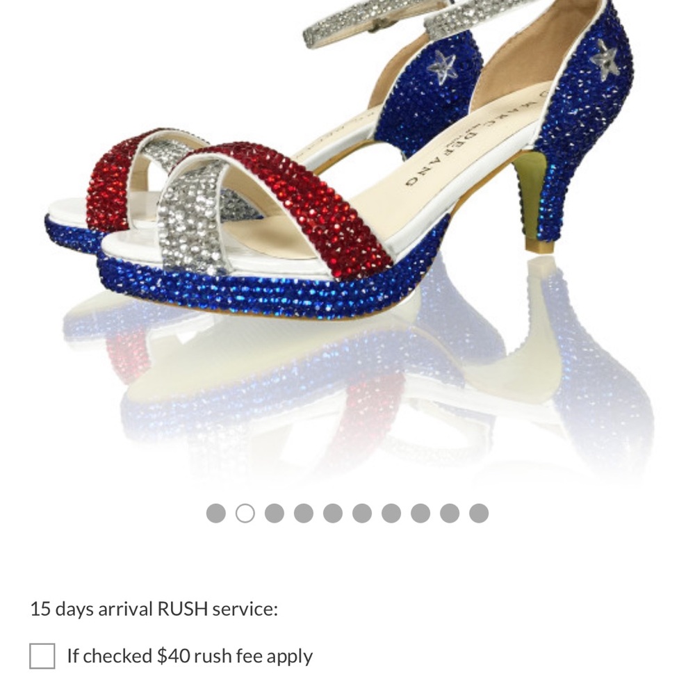 Elegant Red and Blue Crystal Women's Heels - Picture 3 of 3